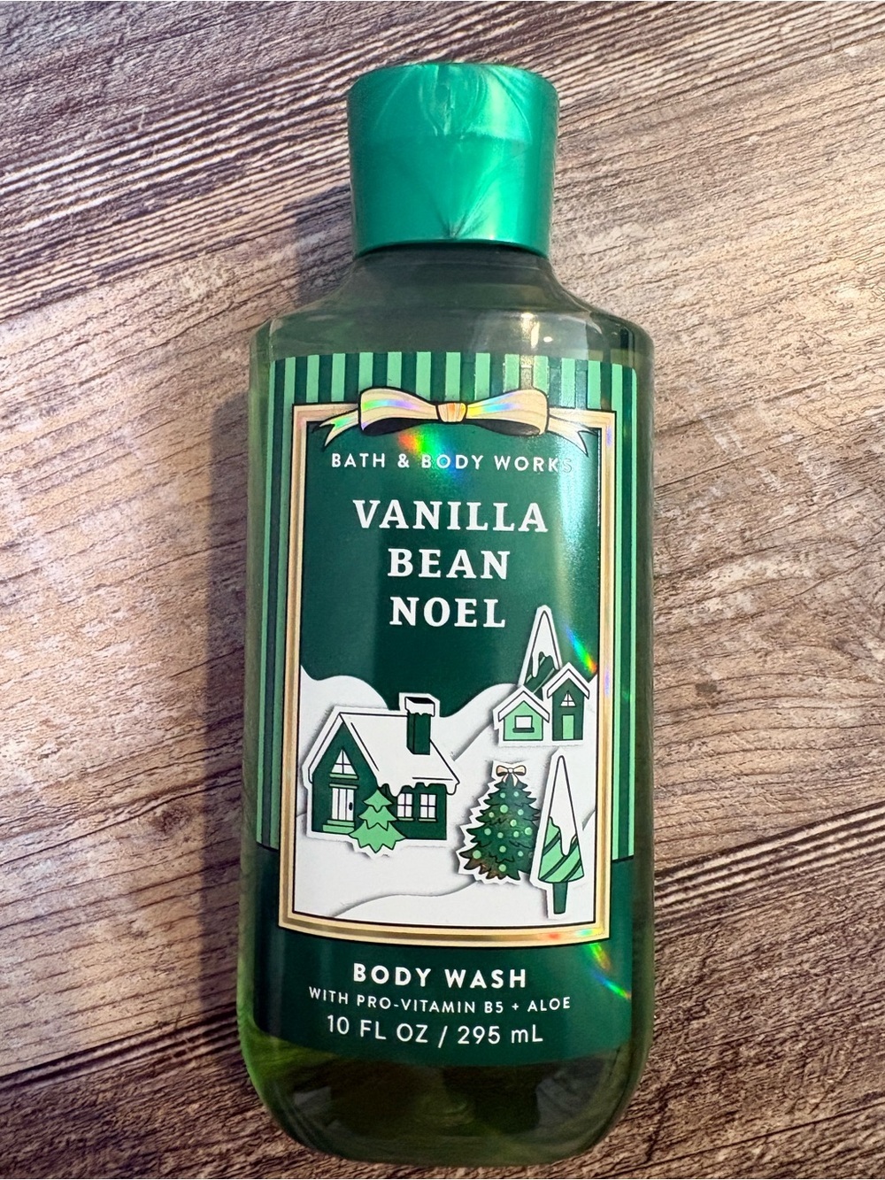 Bath & Body Works Vanilla Bean Noel Green Body Wash Bottle